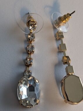 Nine West Gold-Tone Clear Rhinestone Drop Earrings
